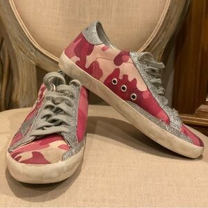 Golden Goose Pink Camo Super Star Sneakers